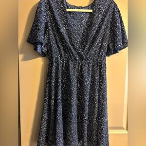 Navy Polka Dot Mini Dress